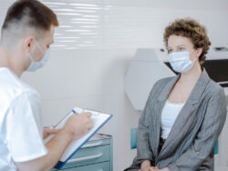 Woman attending a pap smear