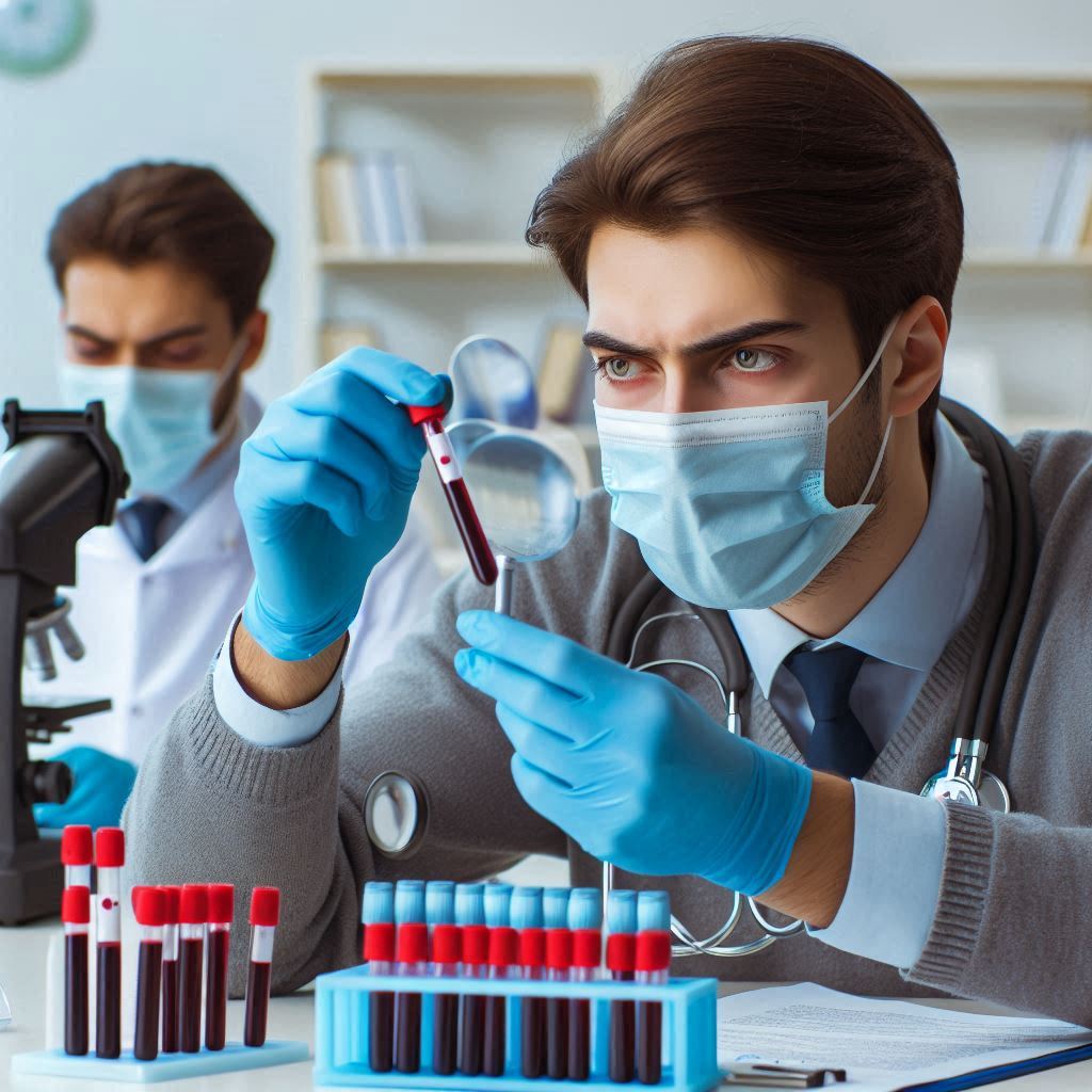 Lab-technician-analyzing-blood-sample-for-Mumps IgG Antibody Test